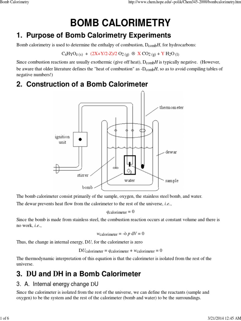 Bomb Calorimetry Calorimetry Heat