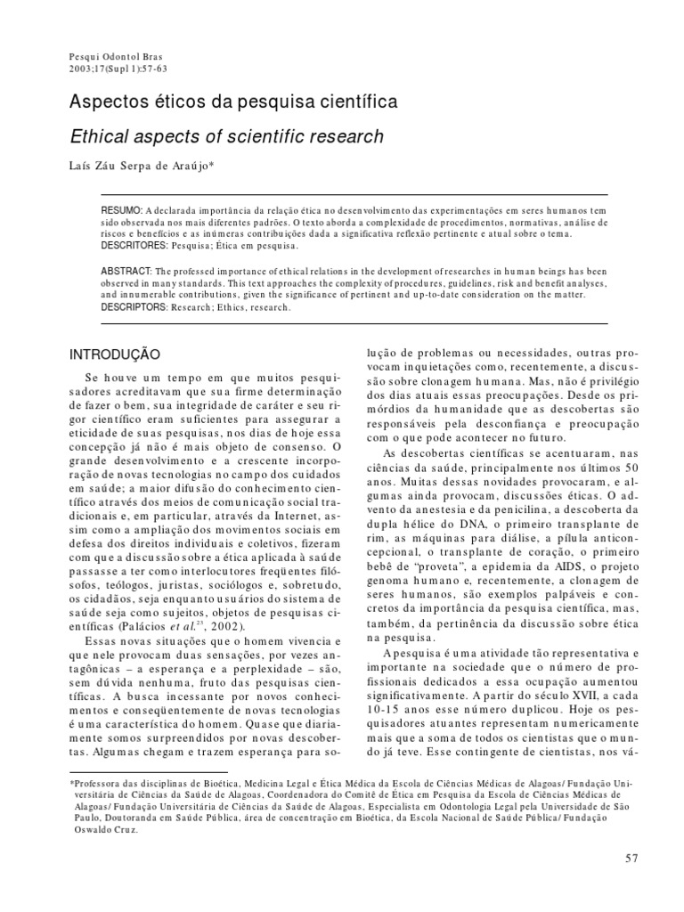 Aspectos Éticos na Pesquisa Científica | PDF | Experimento | Science