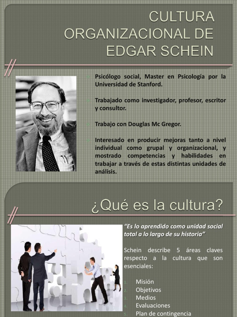Cultura Organizacional de Edgar Schein | PDF | Cultura organizacional |  Desarrollo personal