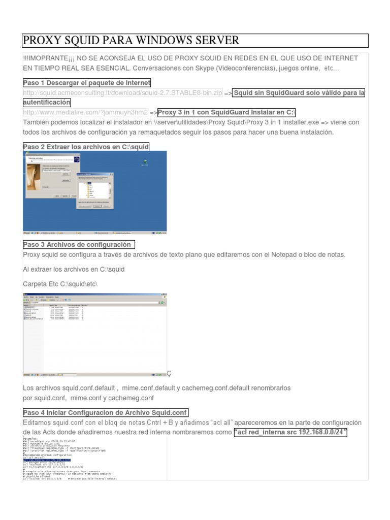 Configuración de Proxy Squid en Windows | PDF | Autenticación | Contraseña