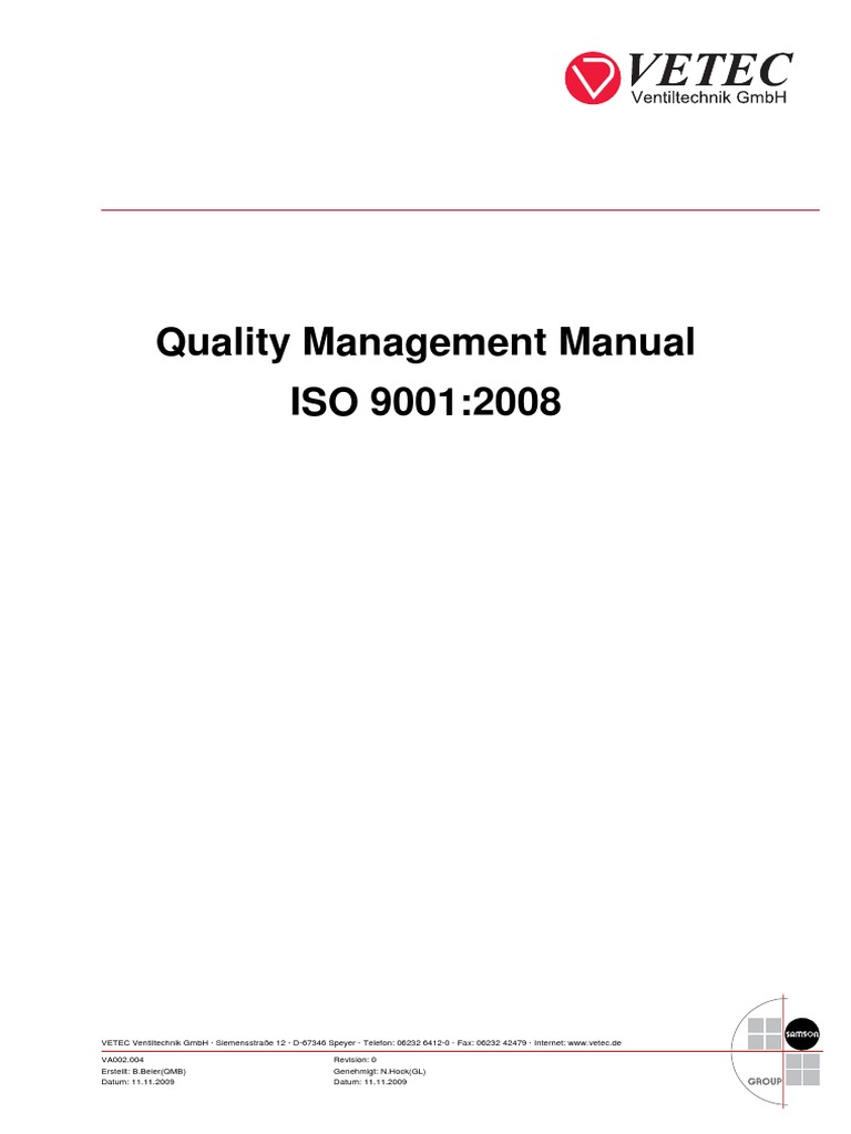VETEC ISO 9001 Quality Management Manual | PDF | Business Process | Iso ...
