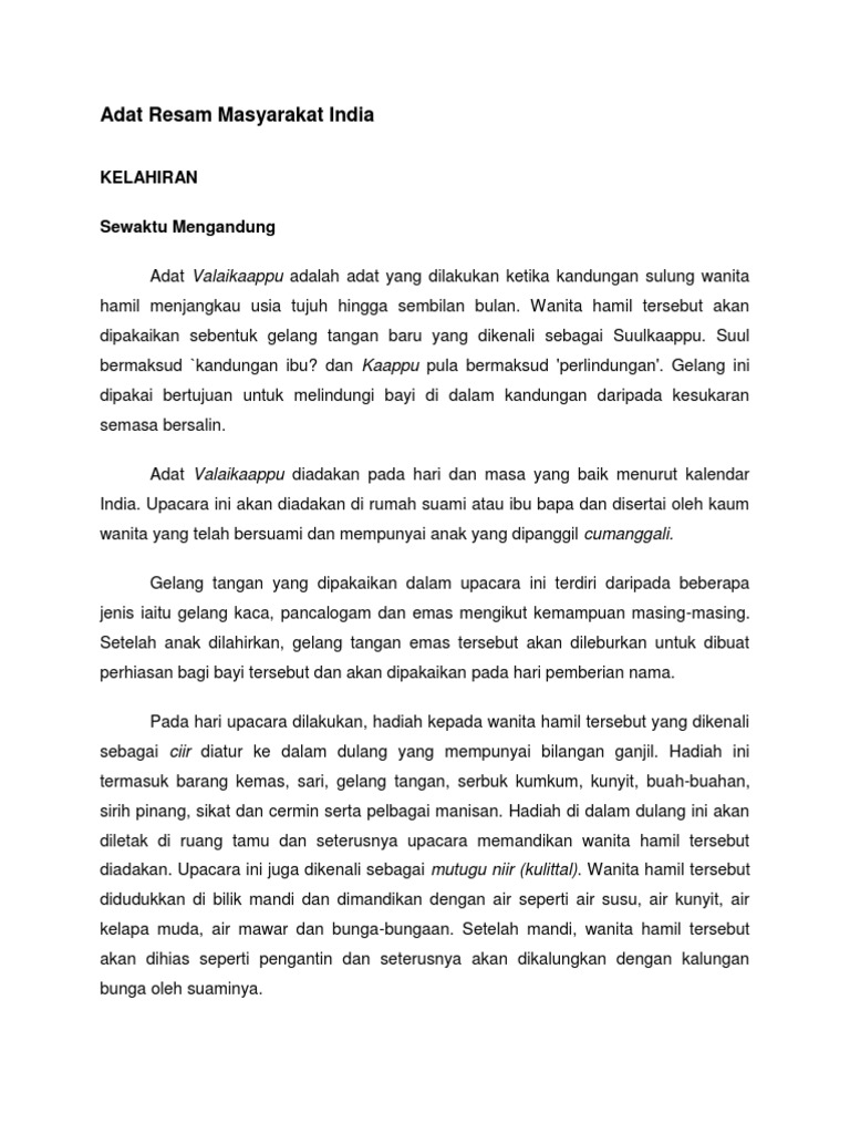 Adat Resam Masyarakat India Pdf
