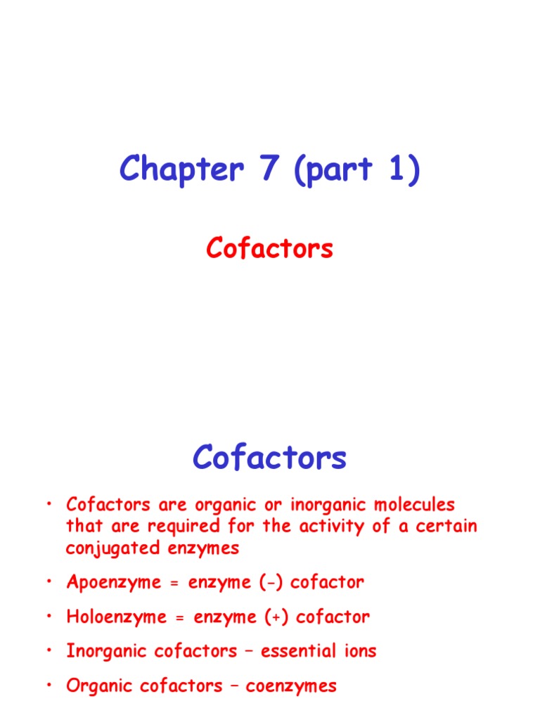 Enzyme Catalysis-Chapter 7 (Part 1) | PDF | Cofactor (Biochemistry ...