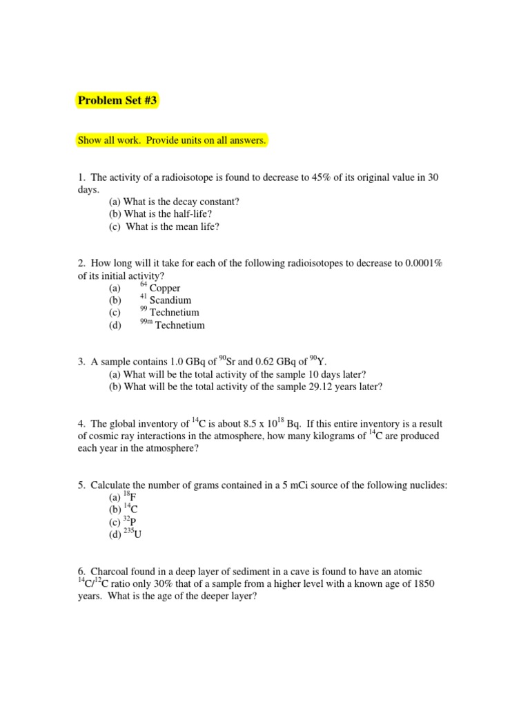 Contoh Soal Kenukliran Dan Penyelesaian Radioactive Decay Radionuclide
