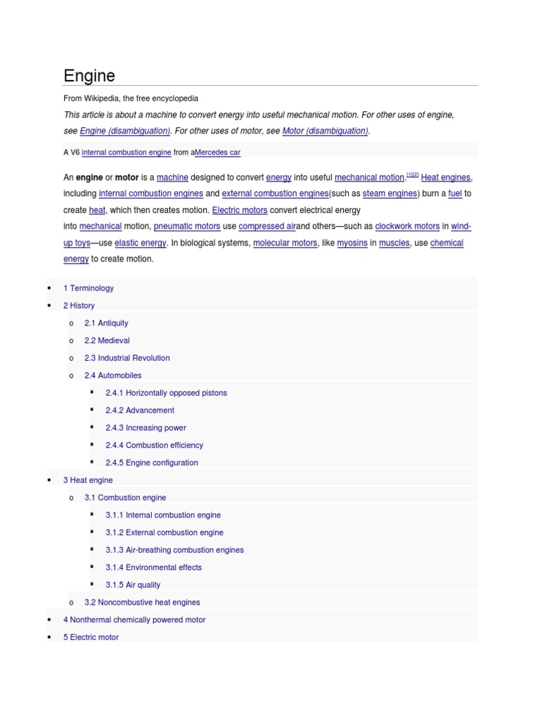Engine: Engine (Disambiguation) Motor (Disambiguation) | PDF | Engines