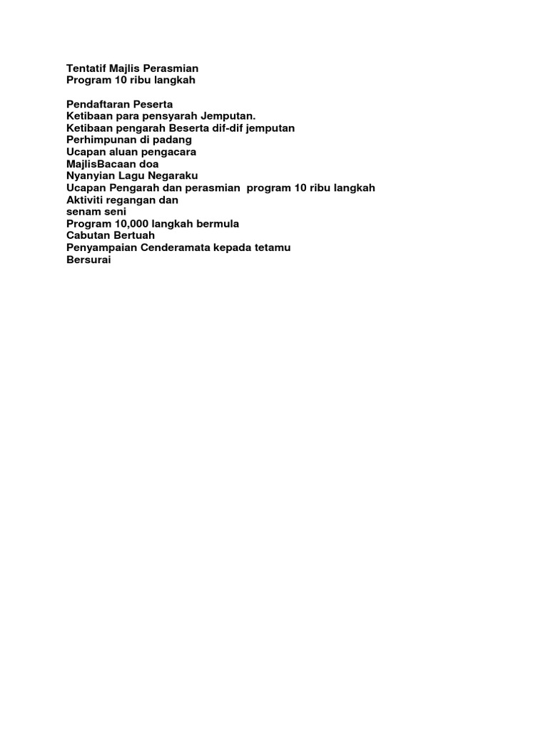 Tentatif Majlis Perasmian | PDF | Karier & Perkembangan | Kesehatan ...