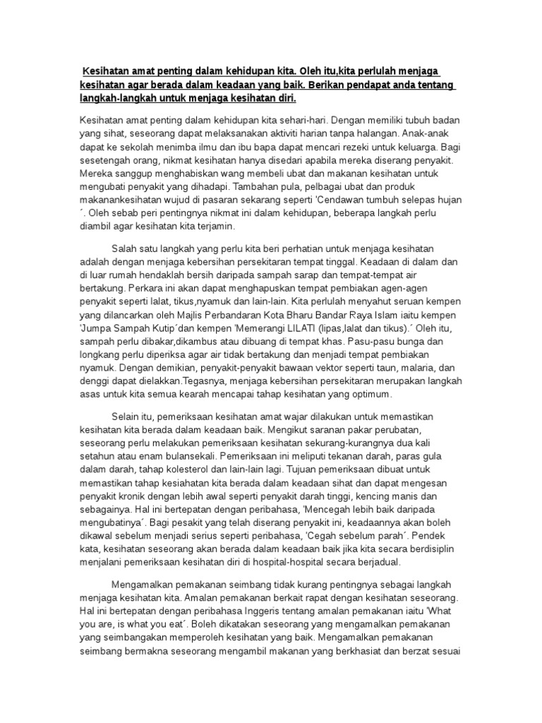 Langkah Langkah Penjagaan Kesihatan