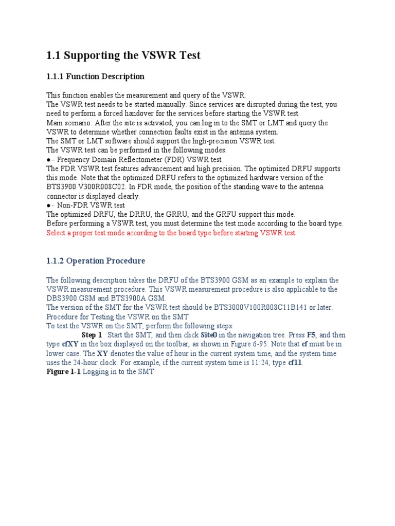 VSWR Test Procedure for BTS Systems | PDF | Computing | Software