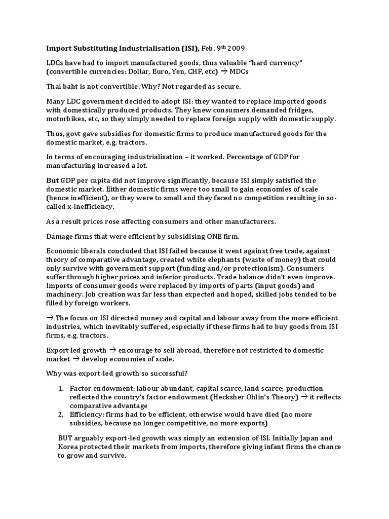 Challenges of Import Substituting Industrialisation | PDF | Economic ...