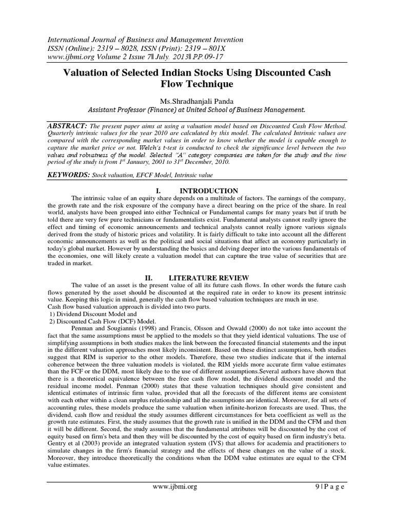 Valuation Stocks Using Dcf Technique Pdf Discounted Cash Flow