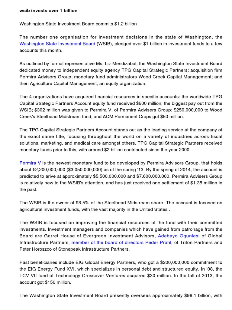 $1.2 Billion Invested by The Washington State Investment Board | PDF ...