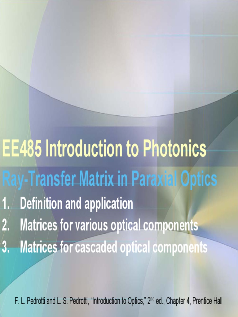 Ray Transfer Matrix | PDF | Lens (Optics) | Matrix (Mathematics)
