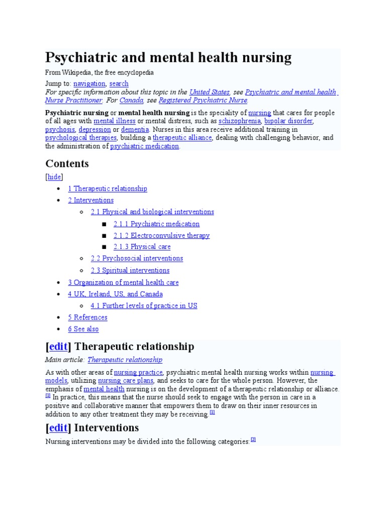 Psychiatric and Mental Health Nursing | PDF | Psychiatric And Mental ...