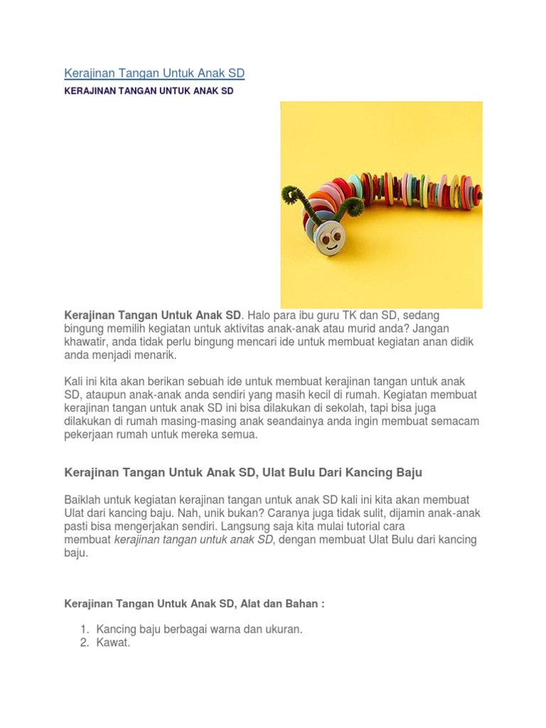  Kerajinan  Tangan Untuk  Anak  SD 