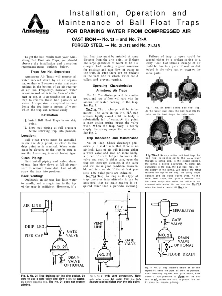 Ball Float Trap Installation Guide | PDF | Valve | Equipment