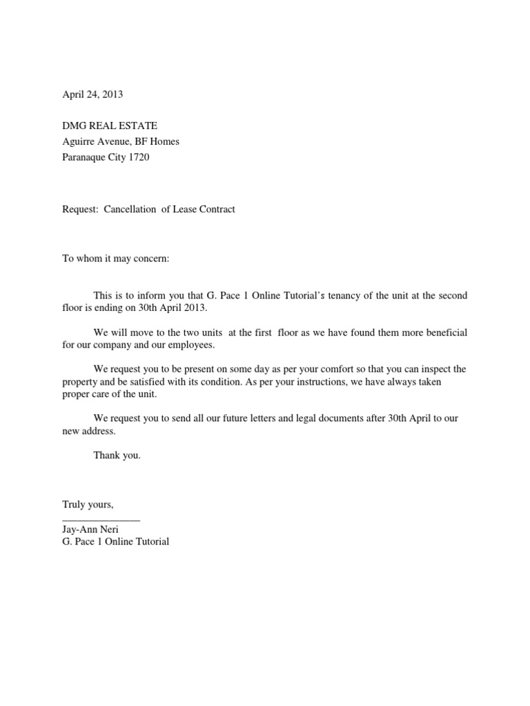 Cancellation Letter PDF Real Estate Law Land Law