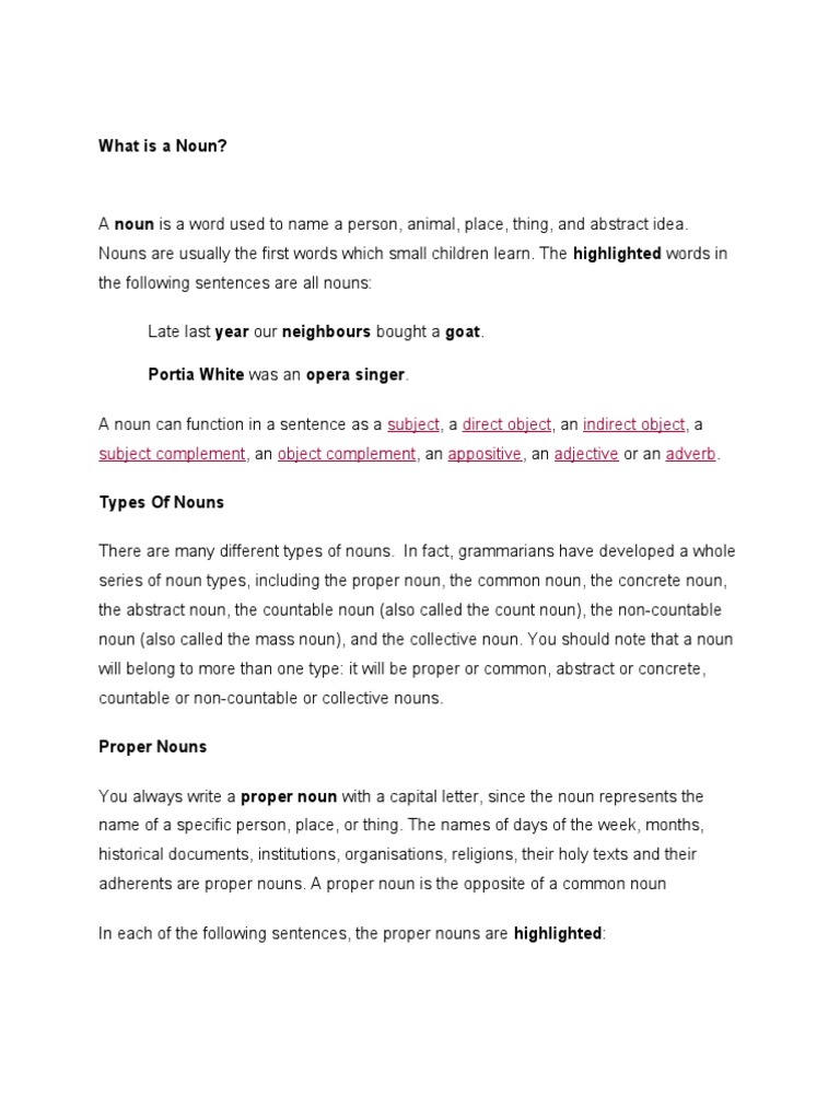 Nouns Explained for Beginners | PDF | Language Arts & Discipline ...