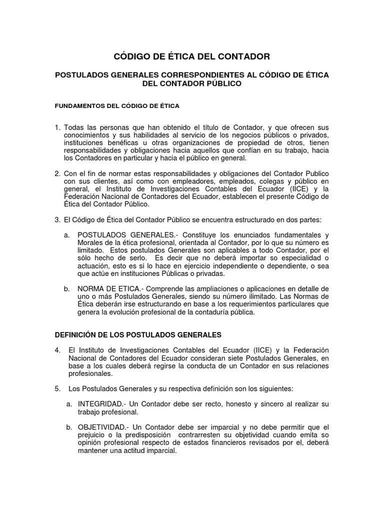 Codigo de Etica Del Contador