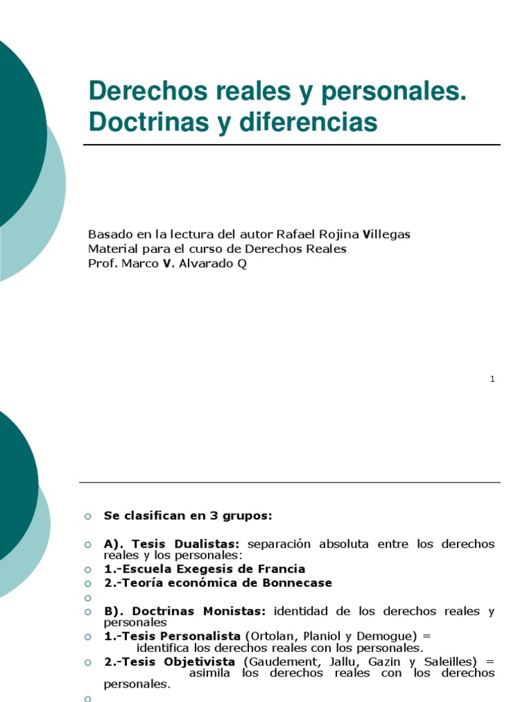 Derechos Reales-Derechos Reales y Personales - Doctrinas y Diferencias ...