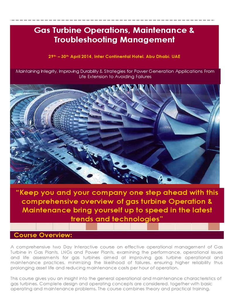 Gas Turbine Operations & Maintenance Course | PDF | Reliability ...
