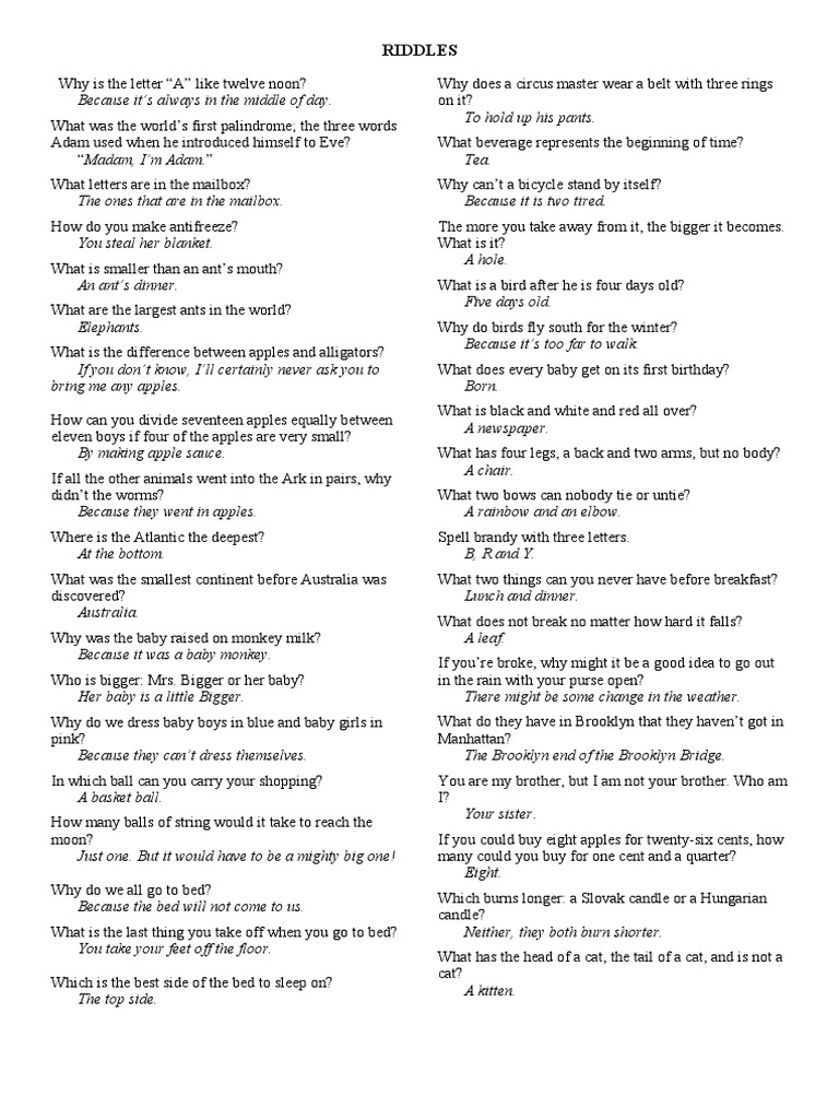 Riddles PDF Nature