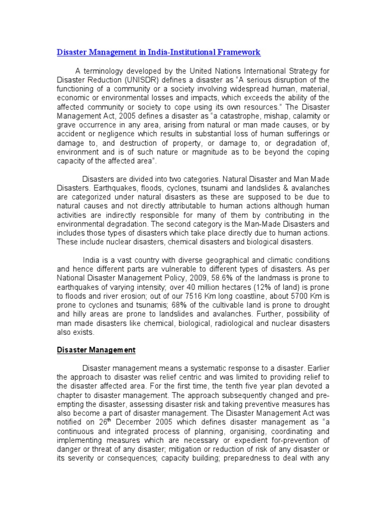 India's Disaster Management Framework | PDF | Social Science