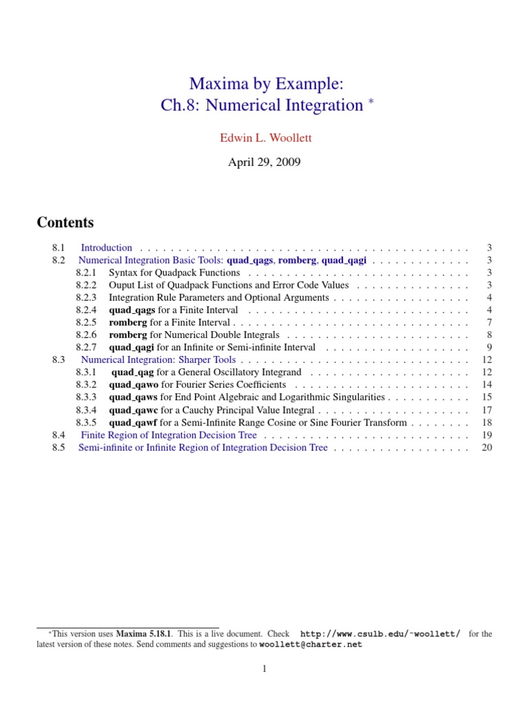 Maxima Numerical Integration Techniques | PDF | Integral ...