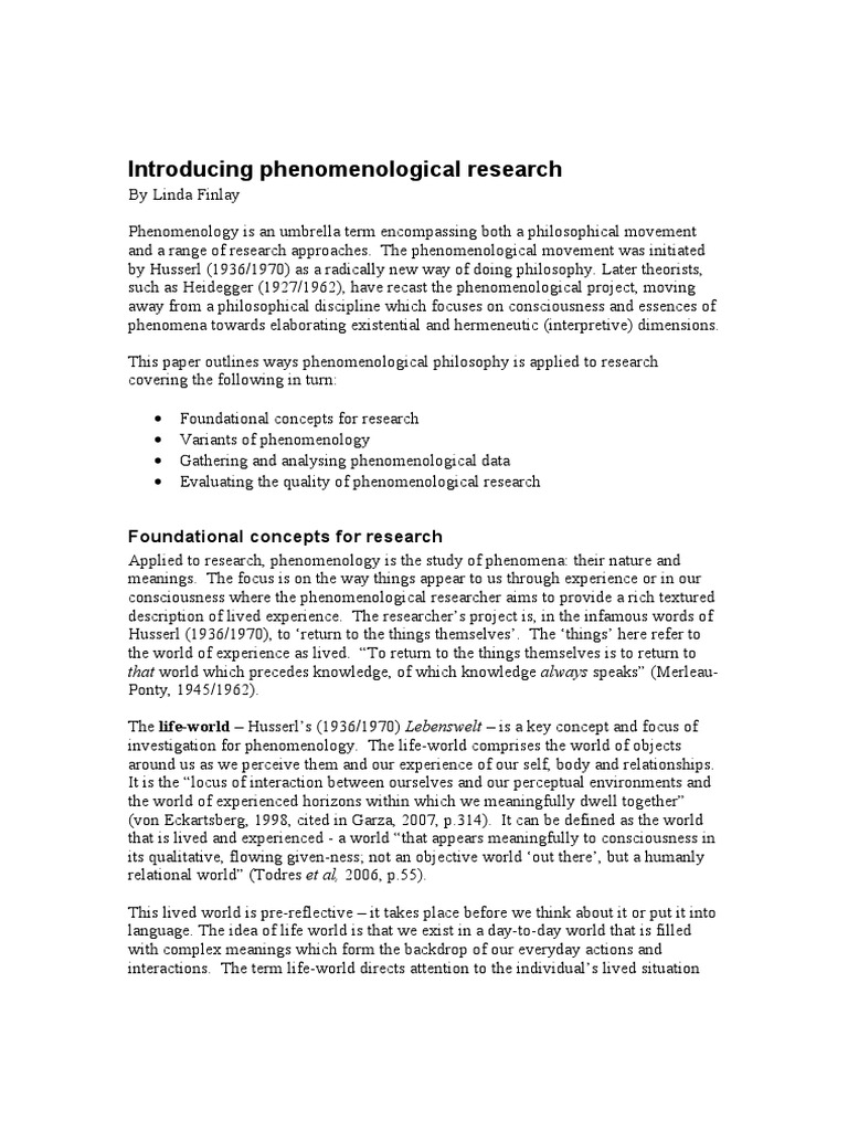 An Introduction To Phenomenology 2008 Phenomenology - 