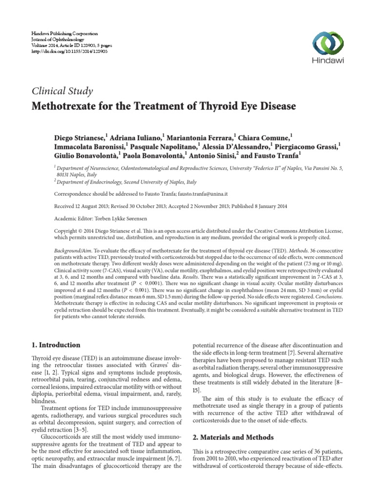 Methotrexate For The Treatment of Thyroid Eye Disease PDF Health