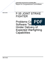 F-35 Joint Strike Fighter Problems Completing Software Testing May Hinder Delivery of Expected Warfighting Capabilities