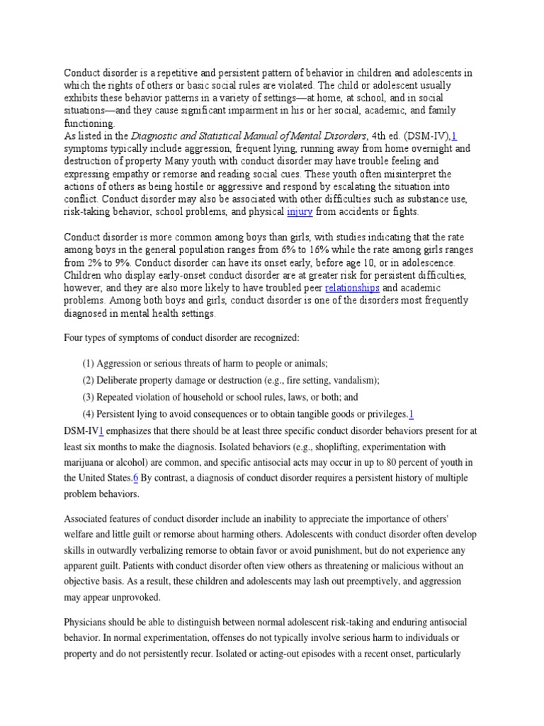 Conduct disorder treatment plan image