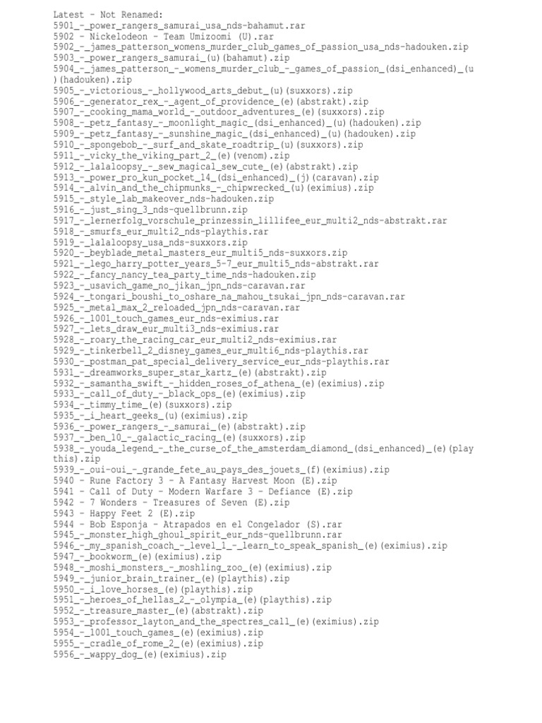 Nintendo DS Roms List PDF | PDF | Jeux et activités