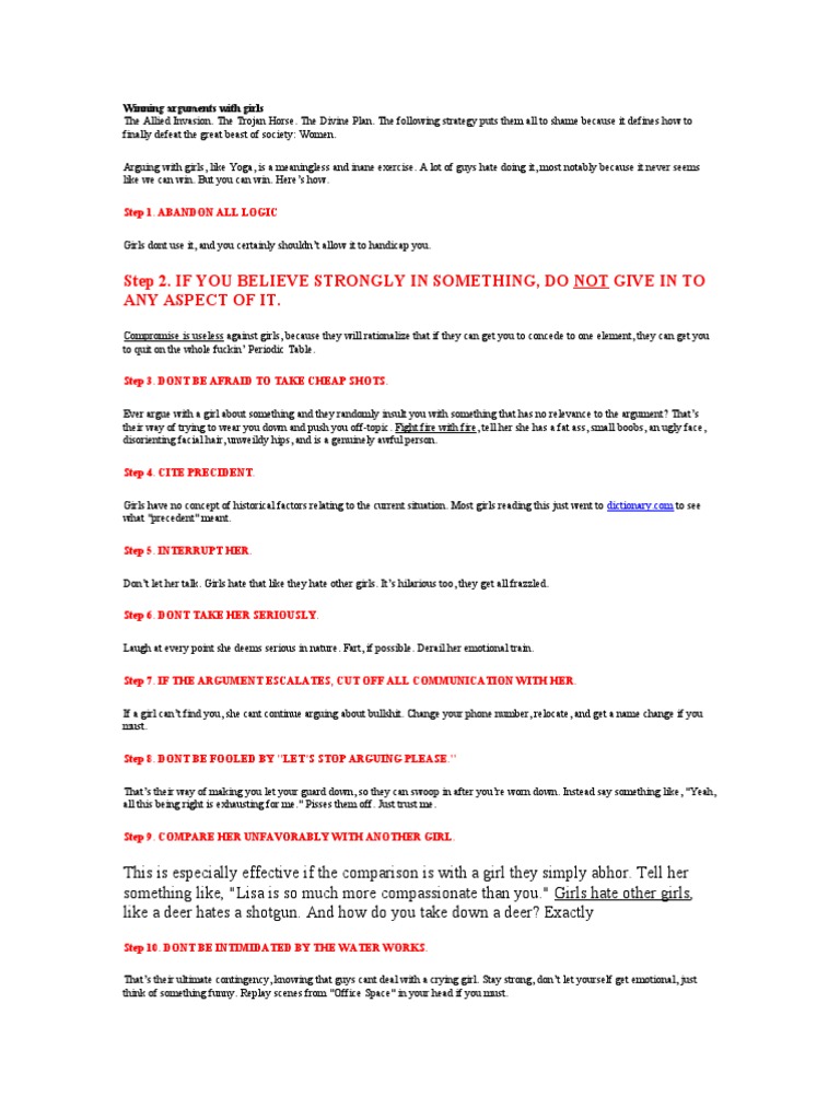 Winning Arguments With Girls | PDF | Language Arts & Discipline