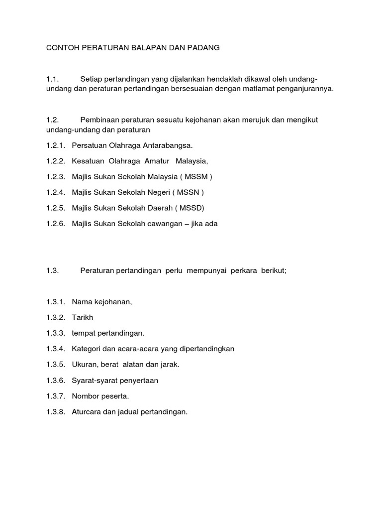 Contoh Peraturan Balapan Dan Padang Pdf