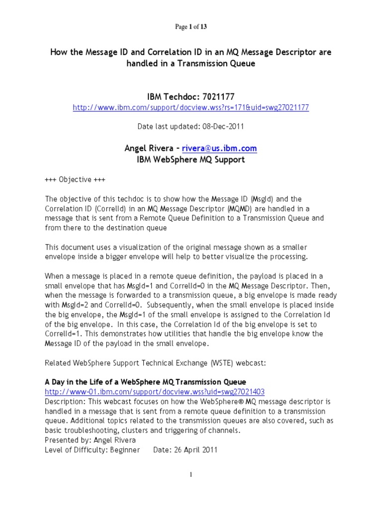 How The Message ID and Correlation ID in An MQ Message Descriptor Are