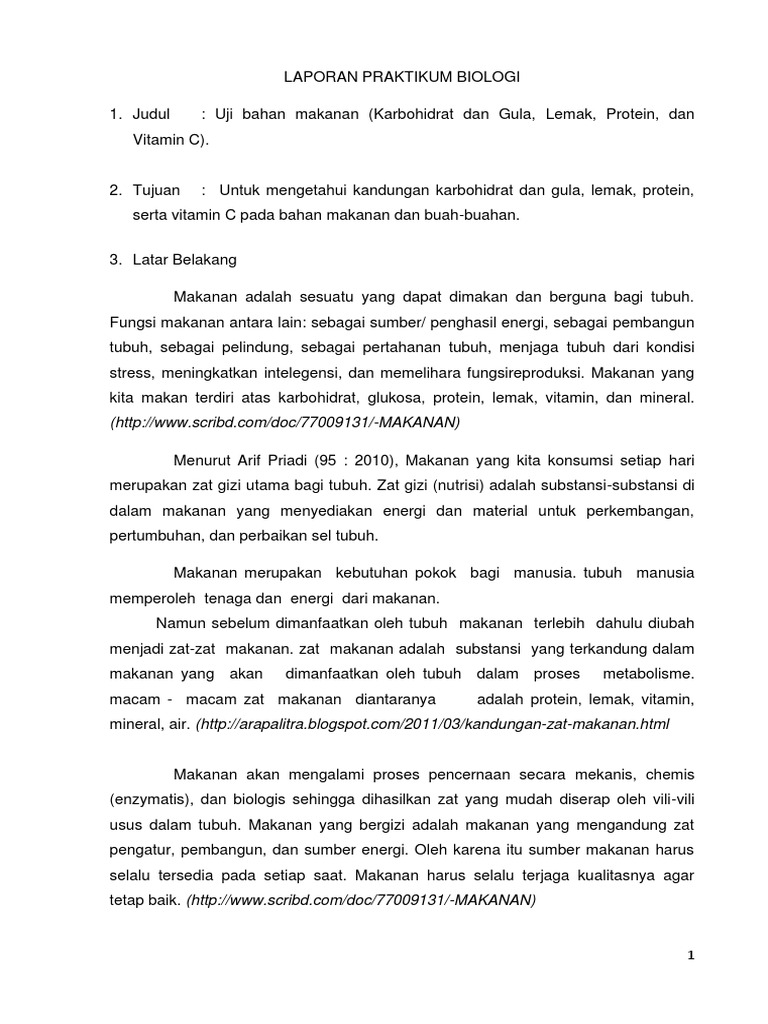 Laporan Praktikum Makanan Docx