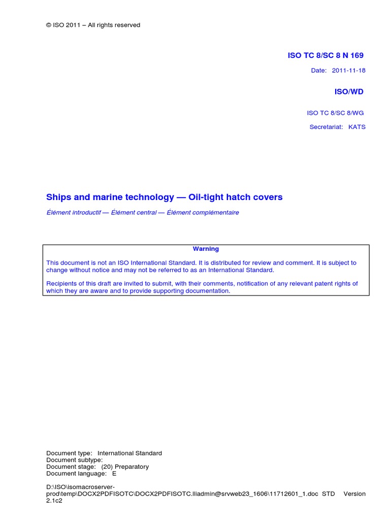 Iso TC 8 SC 8 N 168 | International Organization For Standardization ...