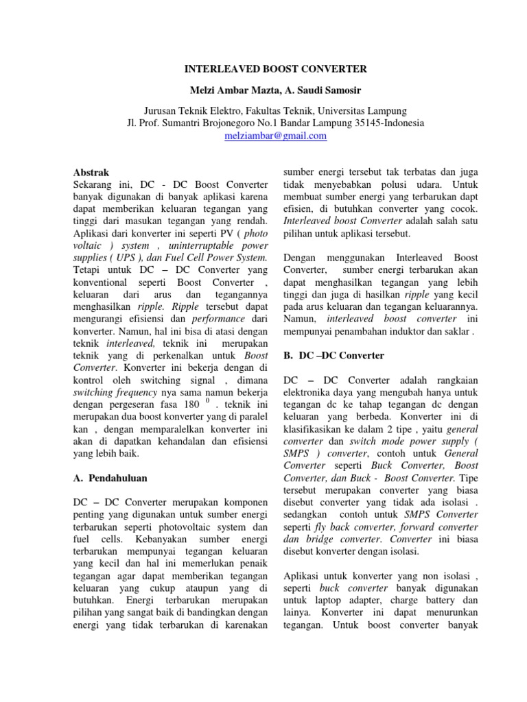 Interleaved Boost Converter untuk Energi Terbarukan | PDF