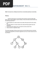 Experiment No: 5.:: To Transverse A Binary Search Tree Recursively and Non Recursively