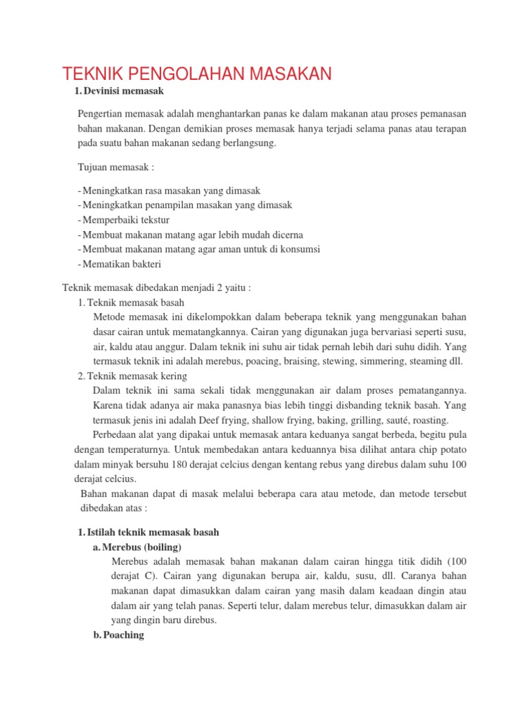 Teknik Pengolahan Masakan