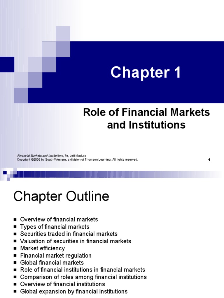 Role of Financial Markets and Institutions | PDF | Financial Markets ...