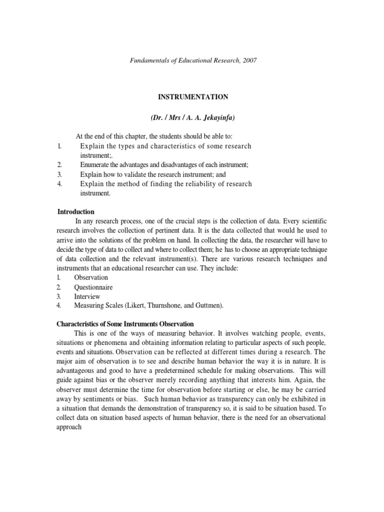 QUANTITATIVE & QUALITATIVE INSTRUMENTATION Questionnaire Validity