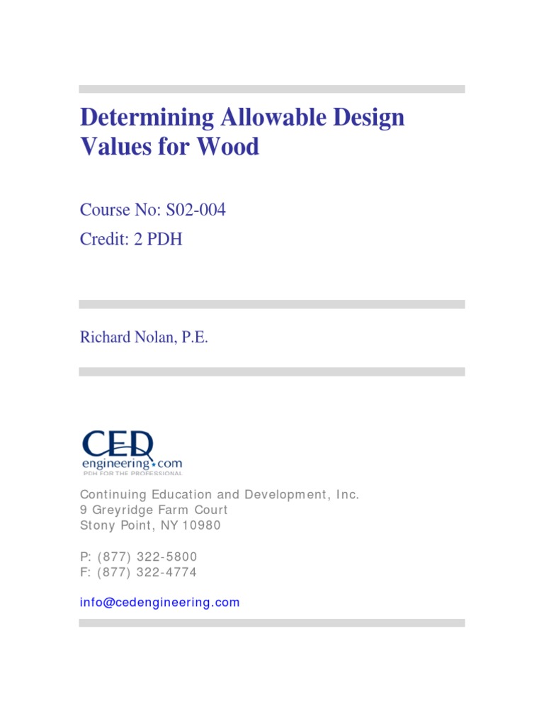 Allowable Design Values for Wood | PDF