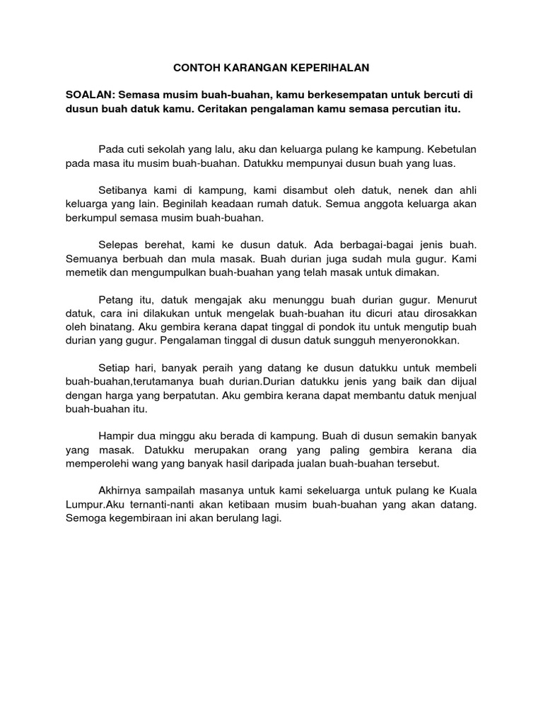 Contoh Surat Tidak Rasmi Untuk Pengalaman Percutian