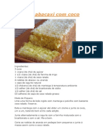 Bolo de Abacaxi Com Coco