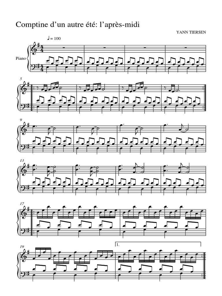 Yann tiersen comptine d un autre ete. Comptine d&#039;un autre été, l&#039;après-midi на пианино для новичков.