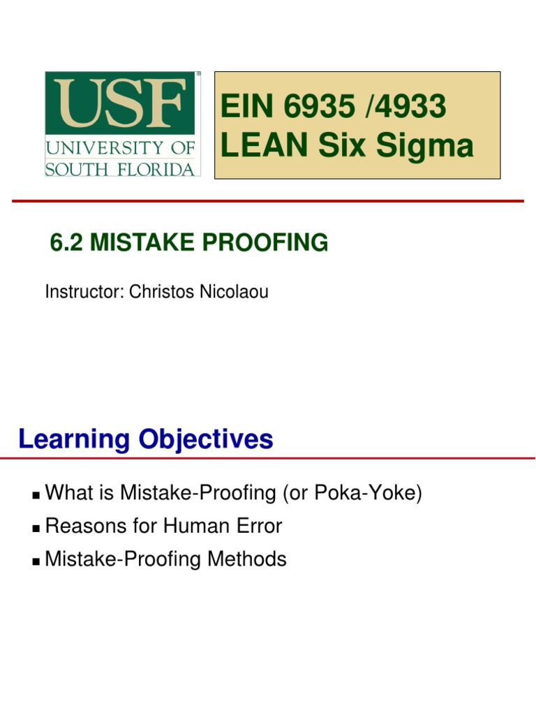 6.2 Mistake Proofing Download Free PDF Six Sigma Labour