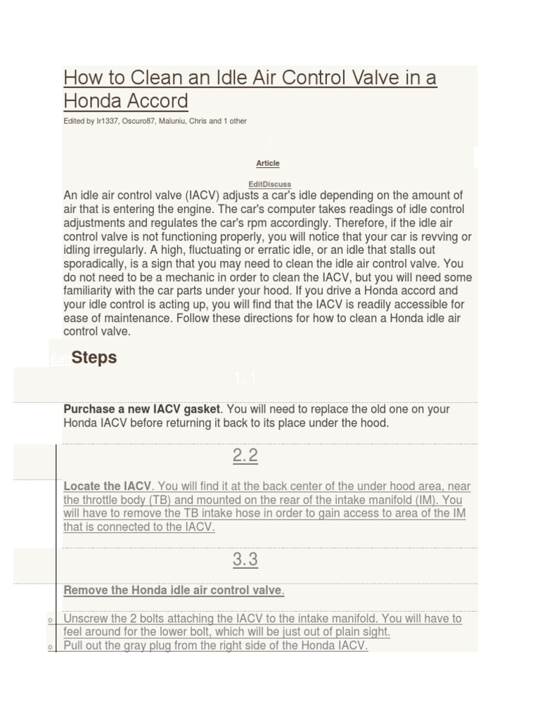 How to Clean an Idle Air Control Valve in a Honda Accord