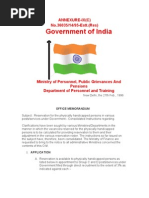 OFFICE MEMORANDUM Reservation for the physically handicapped persons in various posts/services under Government - Consolidated Instructions regarding.