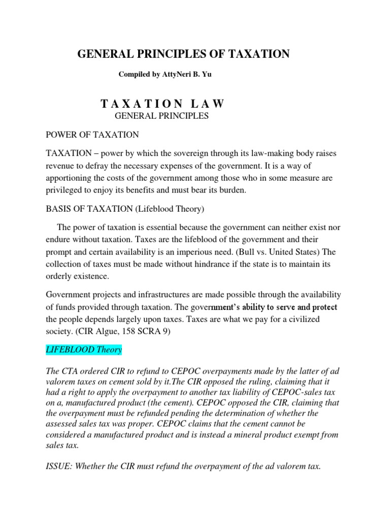 Gen Principles Of Taxation Tax Deduction Taxes